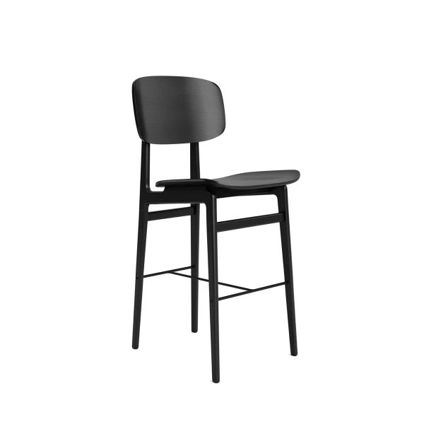 Hoker drewniany z oparciem NY11 65, dąb czarny Black - NORR11