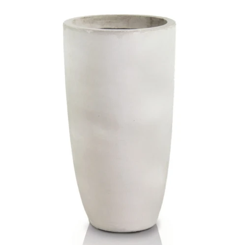 Donica okrągła wysoka z włókna ceramicznego Ø 42 cm, h 78 cm, jasny szary - Polnix