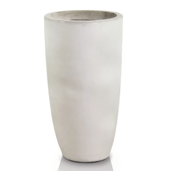 Donica okrągła wysoka z włókna ceramicznego Ø 42 cm, h 78 cm, jasny szary - Polnix