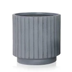 Donica okrągła z włókna ceramicznego Ø 36 cm, szara - Polnix