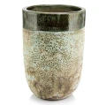 Wysoka donica ogrodowa ceramiczna szkliwiona zielona 50 cm - Polnix