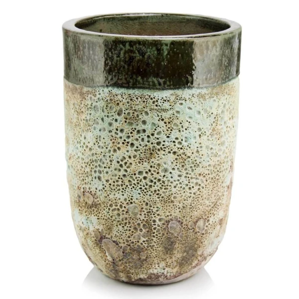 Wysoka donica ogrodowa ceramiczna szkliwiona zielona 50 cm - Polnix