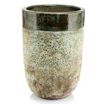 Wysoka donica ogrodowa ceramiczna szkliwiona zielona 65 cm - Polnix