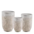 Donice ogrodowe ceramiczne wysokie szkliwione białe, 3 szt - Polnix