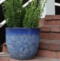 Donica ogrodowa ceramiczna szkliwiona niebieska Ø 30 cm - Polnix