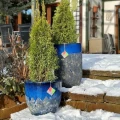 Donica ogrodowa ceramiczna szkliwiona niebieska Ø 46 cm - Polnix