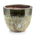 Donica ogrodowa ceramiczna szkliwiona zielona Ø 46 cm - Polnix