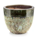 Donica ogrodowa ceramiczna szkliwiona zielona Ø 46 cm - Polnix