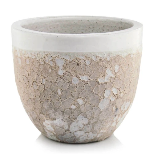 Donica ogrodowa ceramiczna szkliwiona biała Ø 30 cm - Polnix