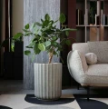 Wysoka donica do salonu z wypukłym wzorem, miętowy terrazzo 44 cm - Polnix