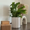 Doniczka ceramiczna z podstawką Ø 14 cm, biała - Polnix