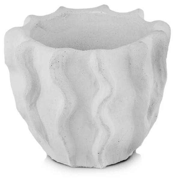 Osłonka ceramiczna z motywem fali Ø 18 cm, biała - Polnix