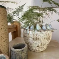 Ceramiczna osłonka na doniczkę z ptasim dekorem Ø 23 cm - Polnix