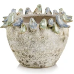 Ceramiczna osłonka na doniczkę z ptasim dekorem Ø 23 cm - Polnix