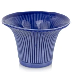 Ryflowana osłonka na doniczkę w kształcie kielicha Ø 24 cm, niebieska - Polnix