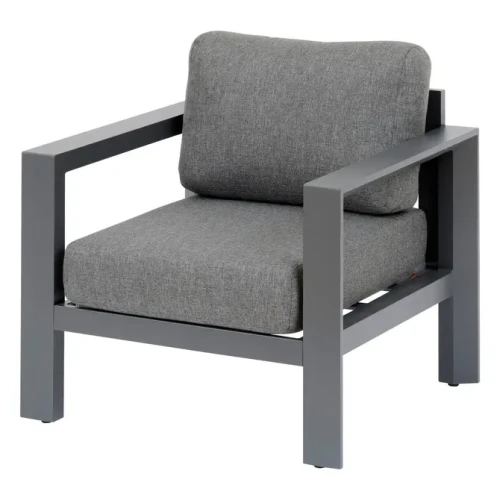 Fotel ogrodowy wypoczynkowy aluminiowy z poduszkami Olefin Evasion, Graphite - Hesperide