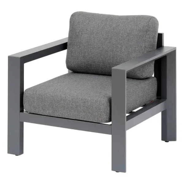 Fotel ogrodowy wypoczynkowy aluminiowy z poduszkami Olefin Evasion, Graphite - Hesperide