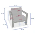 Fotel ogrodowy wypoczynkowy aluminiowy z poduszkami Olefin Evasion, Graphite - Hesperide