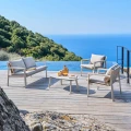 Zestaw mebli ogrodowych Flovia 4-osobowy z aluminium i texaline, Clay - Hesperide