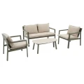 Zestaw mebli ogrodowych Flovia 4-osobowy z aluminium i texaline, Laurel green - Hesperide
