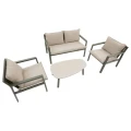 Zestaw mebli ogrodowych Flovia 4-osobowy z aluminium i texaline, Laurel green - Hesperide