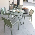 Stół ogrodowy okrągły 4-osobowy Nebullia z aluminium 105 cm, Laurel green - Hesperide
