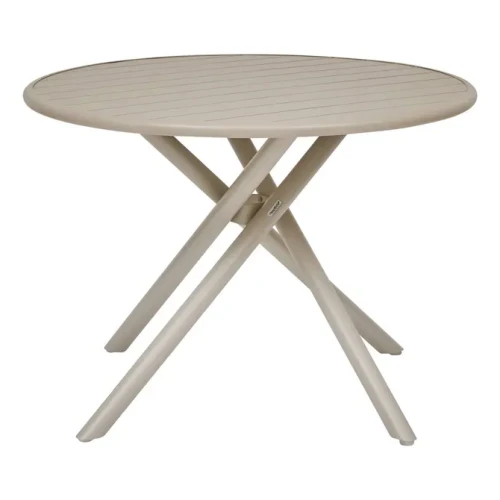 Stół ogrodowy okrągły 4-osobowy Nebullia z aluminium 105 cm, Clay beżowy - Hesperide