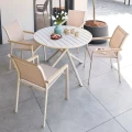 Stół ogrodowy okrągły 4-osobowy Nebullia z aluminium 105 cm, Clay beżowy - Hesperide