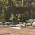 Parasol ogrodowy na wysięgniku kwadratowy 3x3 m Melhia z tkaniną olefin, Graphite - Hesperide