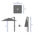 Parasol ogrodowy na wysięgniku prostokątny 4x3 m Melhia z tkaniną olefin, Linen Mahogany - Hesperide