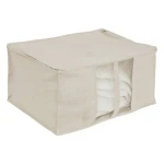 Pojemnik na pościel i ubrania Groomy 60x45 cm, materiałowy z okienkiem, beżowy - 5five