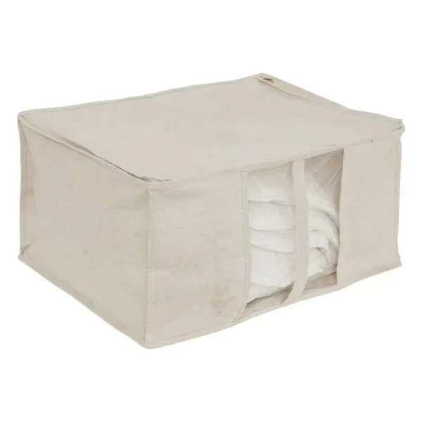 Pojemnik na pościel i ubrania Groomy 60x45 cm, materiałowy z okienkiem, beżowy - 5five