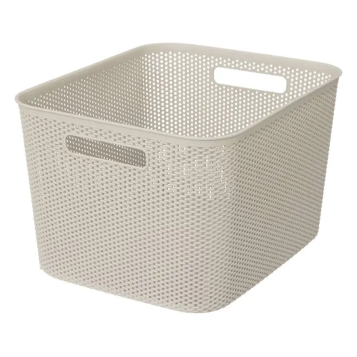 Kosz na półkę ażurowy 34x28,5x21,5, beżowy - 5five