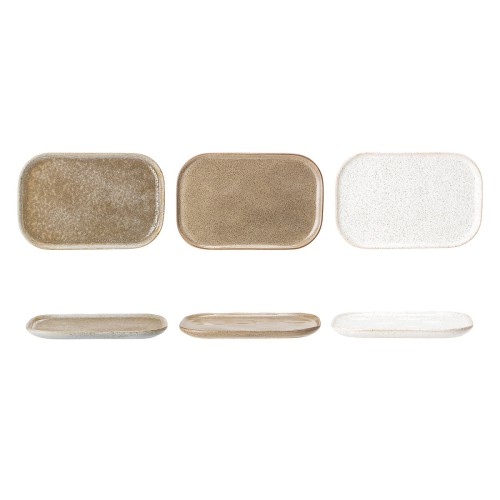 Ceramiczne prostokątne talerze Addison, 3 sztuki - BLOOMINGVILLE
