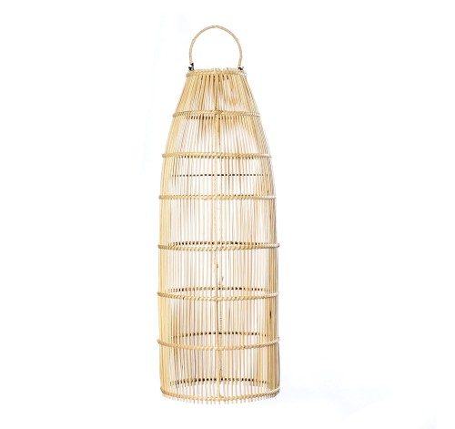 Długi abażur rattanowy do lampy wiszącej Fish-Trap-M - Bazar Bizar