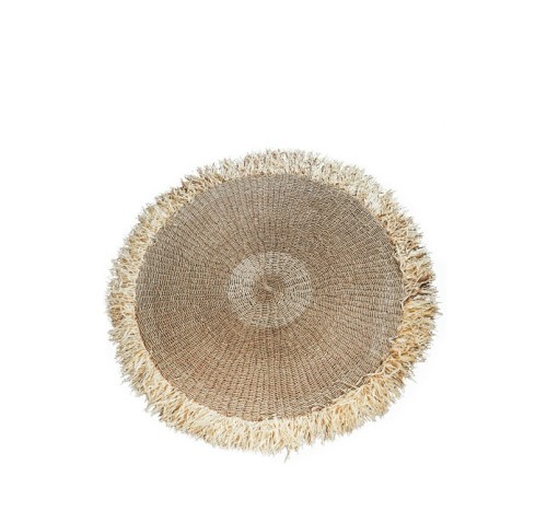 Naturalny okrągły dywanik Fringed 100 z rafii BAZAR BIZAR