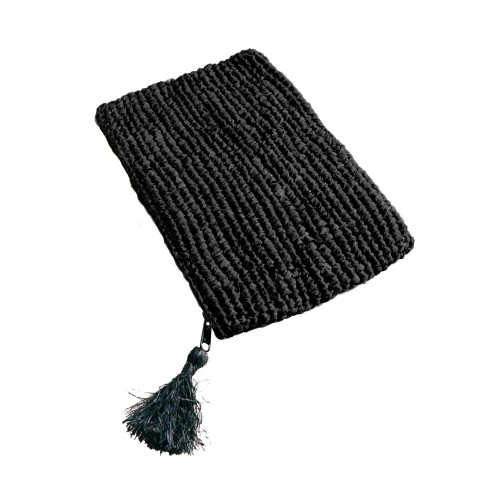 Czarna kosmetyczka Clutch-L z rafii BAZAR BIZAR