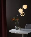 Lampa wisząca nad stół do jadalni i do kuchni Lilly z trzema szklanymi kloszami w kolorze mosiądzu NORDLUX