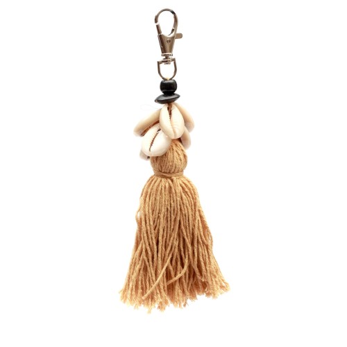 Brelok do kluczy Cowrie Tassel mocca BAZAR BIZAR