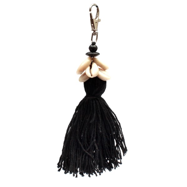 Brelok do kluczy Cowrie Tassel Black - Bazar Bizar