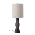 Designerska brązowa lampa stołowa z terakoty z lnianym kloszem BLOOMINGVILLE