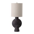 Designerska brązowa lampa stołowa z terakoty z lnianym kloszem BLOOMINGVILLE