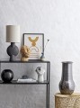 Designerska brązowa lampa stołowa na komodę z terakoty z lnianym kloszem BLOOMINGVILLE