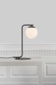 Lampa stołowa lampka nocna do sypialni Grant czarna z białą szklaną kulą NORDLUX