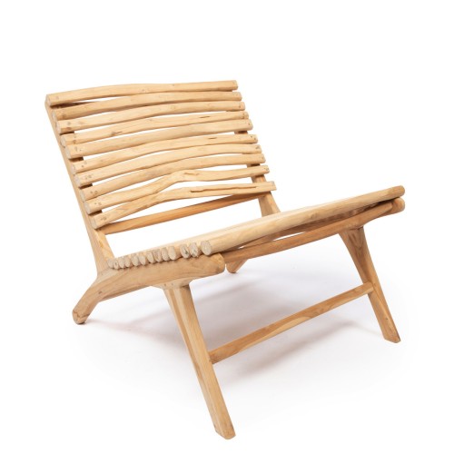Fotel drewniany w stylu skandynawskim typu lounge Islander z drewna tekowego BAZAR BIZAR