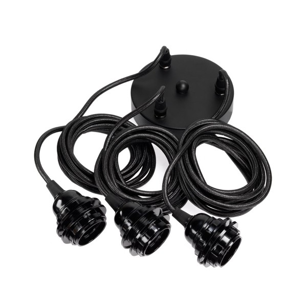 Lampa sufitowa przewód oprawka do abażurów wiszących 3 gniazda Black - Bazar Bizar