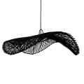 Czarny rattanowy abażur do lampy sufitowej wiszącej Chapeau - Bazar Bizar