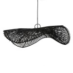 Czarny rattanowy abażur do lampy sufitowej wiszącej Chapeau - Bazar Bizar