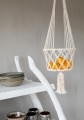 biały kwietnik wiszący osłonka ze sznurka z makramy Boho Macrame-L BAZAR BIZAR