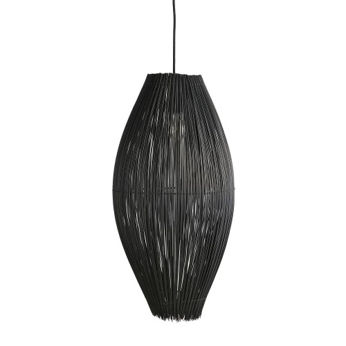 Duża lampa sufitowa Fishtrap czarna z bambusa MUUBS